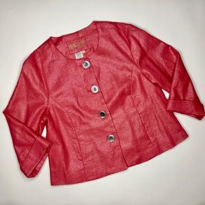 LAL Live A Little Linen Blend Blazer Coral Sz PL